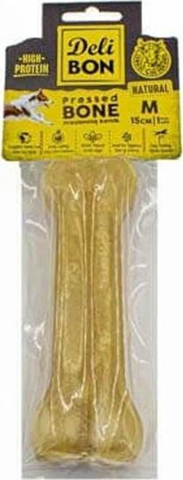 Delibon Deri Press Köpek Kemik Ödülü Medium Naturel 15 Cm 1 Adet - Image 1