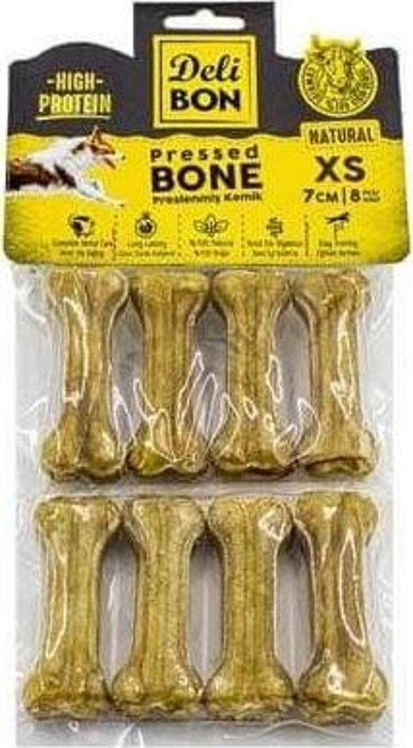 Delibon Deri Press Köpek Kemik Ödülü Xsmall Naturel 7 Cm 8 Adet - Image 1
