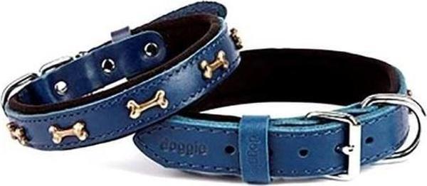 Doggie Comfort Deri Kemik Süslü Köpek Boyun Tasması Medium Mavi 2x35-40 Cm - Image 1