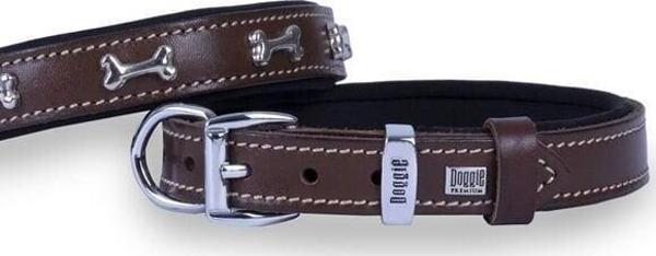 Doggie Comfort Deri Kemik Süslü Köpek Boyun Tasması Small Kahverengi 2x30-35 Cm - Image 1