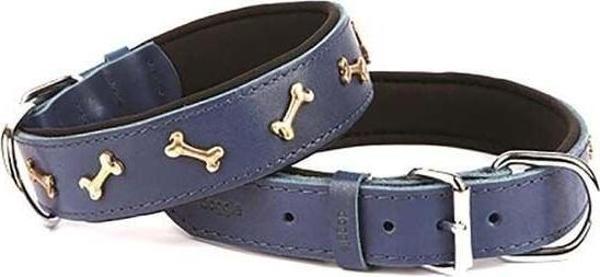 Doggie Comfort Deri Kemik Süslü Köpek Boyun Tasması Small Mavi 4x47-55 Cm - Image 1