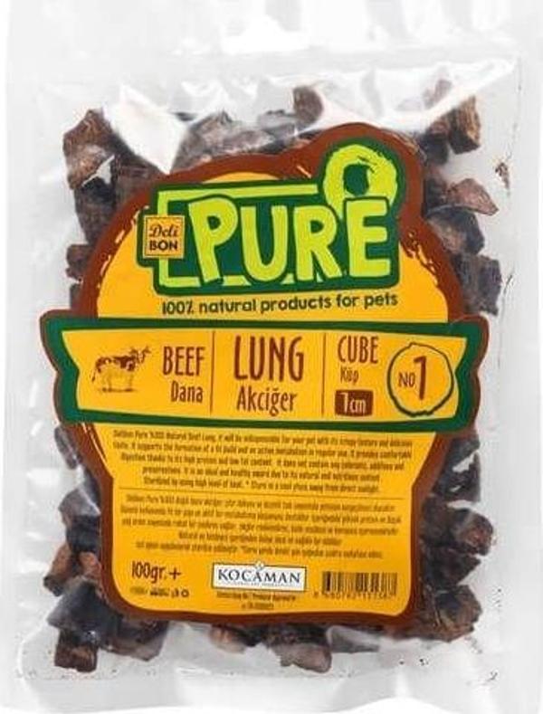 Delibon Kurutulmuş Küp Şeklinde Dana Akciğer Köpek Ödül Maması 1 Cm 100 Gr - Image 1