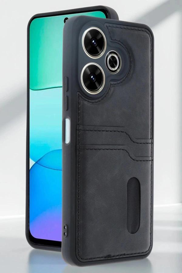 Xiaomi Redmi 13 4G Kılıf Sara Kartvizitli Deri Kılıf - Kırmızı-(5796) - Image 1