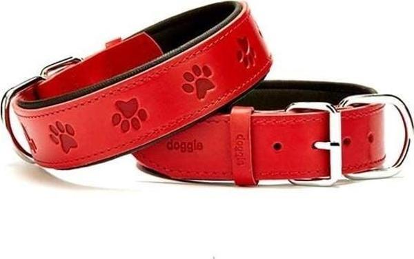Doggie Comfort Deri Pati Desenli Köpek Boyun Tasması Large Kırmızı 4x57-65 Cm - Image 1