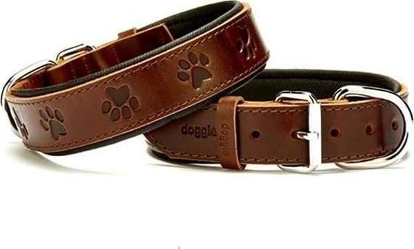 Doggie Comfort Deri Pati Desenli Köpek Boyun Tasması Medium Kahverengi 3.5x47-55 Cm - Image 1