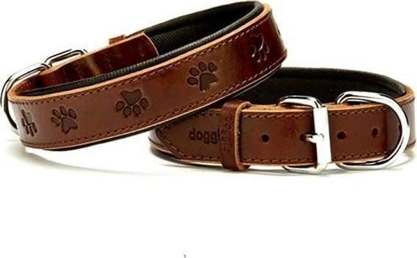 Doggie Comfort Deri Pati Desenli Köpek Boyun Tasması Medium Kahverengi 3x42-50 Cm - Image 1