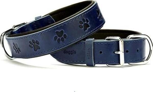 Doggie Comfort Deri Pati Desenli Köpek Boyun Tasması Small Mavi 4x47-55 Cm - Image 1