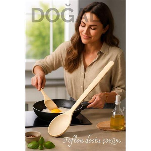 Doğal Gürgen Ahşap Servis Kaşığı – 20 cm, Ergonomik ve Dayanıklı Mutfak Yardımcısı - Image 1