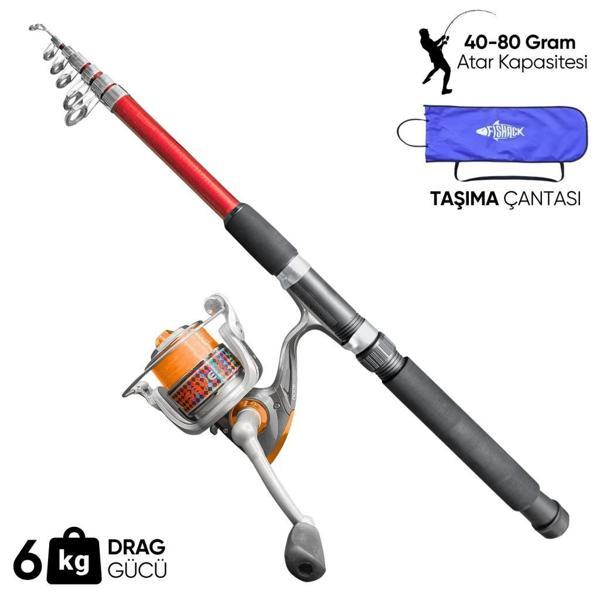 Olta Seti - 300cm Olta Kamışı 40-80GR / 4000'lik Olta Makinesi (XB-Kırmızı) - Taşıma Çantalı - Image 1