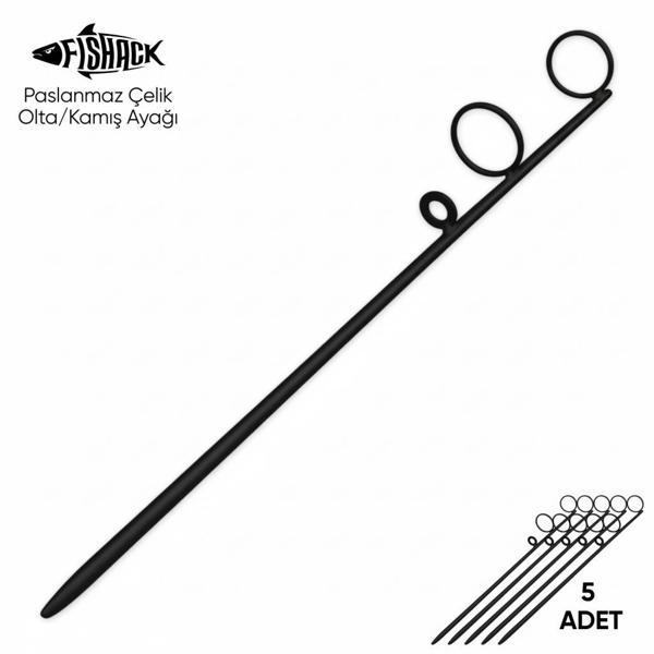 Olta Kamış Ayağı - Paslanmaz Çelik - Fishack - Siyah - 5'li - Image 1