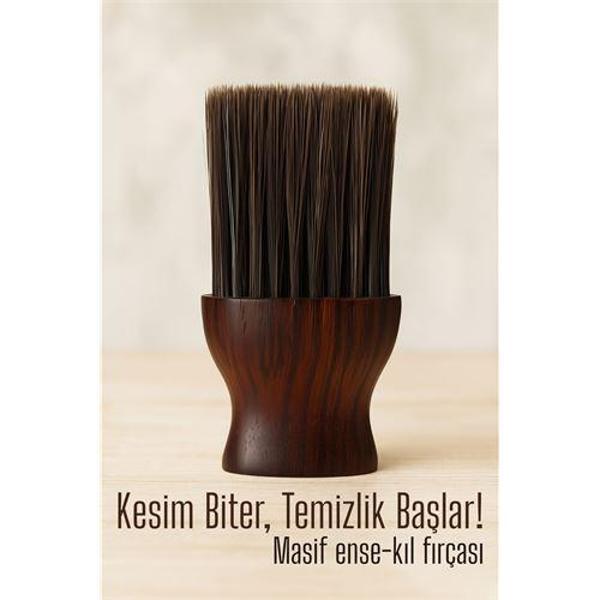 Berber Ense Fırçası Saç Temizleme Fırçası - Berber Temizlik Fırçası Masif Ahşap - Image 1