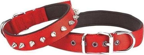 Doggie Comfort Dokuma Çivili Köpek Boyun Tasması Large Kırmızı 3x47-55 Cm - Image 1