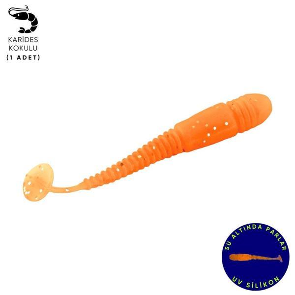 Silikon Kurt Yem - 1,1g 55mm - Fishack Wormix - 1 Adet - UV - Turuncu - Karides Kokulu - Image 1