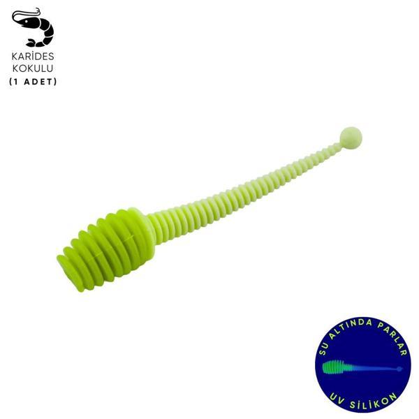 Silikon Kurt Yem - 2,1g 70mm - Fishack Wormix - 1 Adet - Yeşil/Beyaz - Karides Kokulu - Image 1