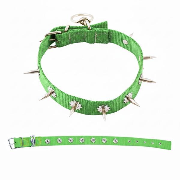 Dokuma Çivili Köpek Boyun Tasması - 4*70 cm - Yeşil - Image 1