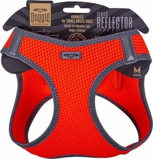 Doggie Havalı Dokuma Reflektör Küçük Irk Köpek Göğüs Tasması Medium Turuncu 38-44 Cm - Image 1