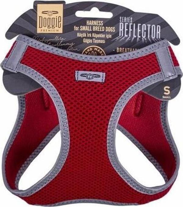 Doggie Havalı Dokuma Reflektör Küçük Irk Köpek Göğüs Tasması Small Kırmızı 32-38 Cm - Image 1