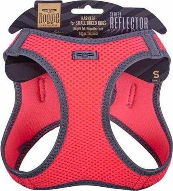 Doggie Havalı Dokuma Reflektör Küçük Irk Köpek Göğüs Tasması Small Pembe 32-38 Cm - Image 1