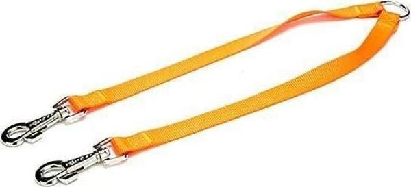 Doggie Dokuma Çift Köpek Gezdirme Tasma Aparatı Medium Turuncu 2x60-60 Cm - Image 1