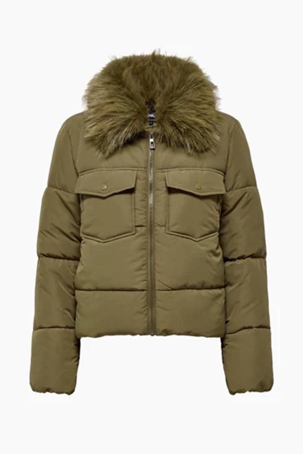 Only Onlmaggi Regular Fit Tüy Detaylı Klasik Yaka Bayan Mont 15322000 KOYU KAHVE - Image 1