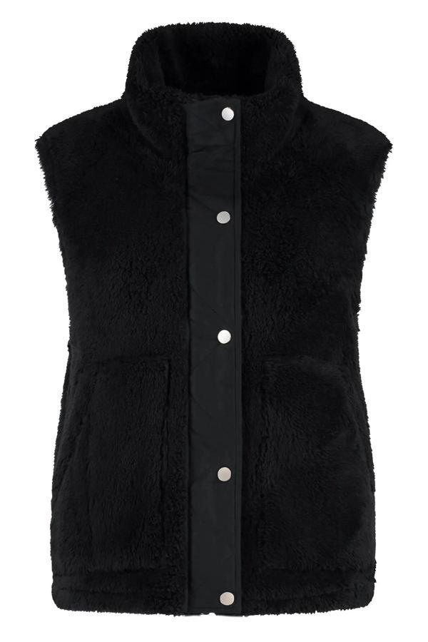 Only Onlbari Regular Fit Dik Yaka Cepli Peluş Bayan Yelek 15358902 SİYAH - Image 1