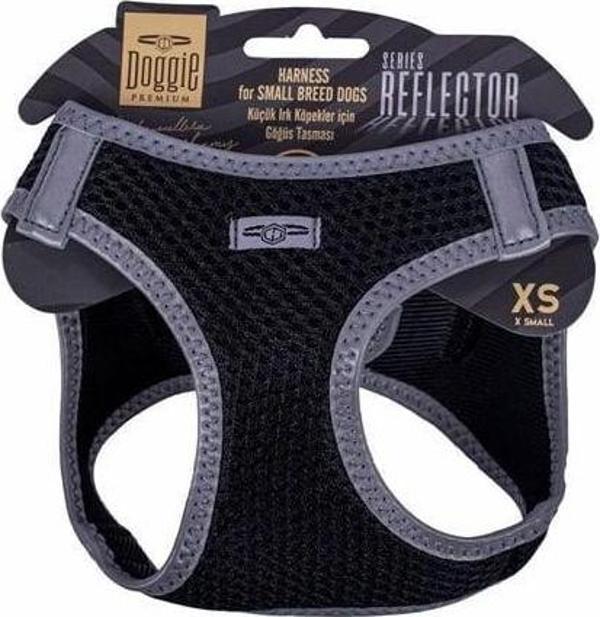 Doggie Havalı Dokuma Reflektör Küçük Irk Köpek Göğüs Tasması Xsmall Siyah 30-34 Cm - Image 1