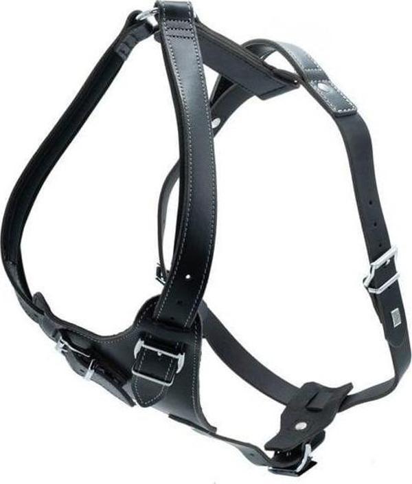Doggie Dragon Deri Köpek Göğüs Tasması Xlarge Siyah 3x75-90 Cm - Image 1