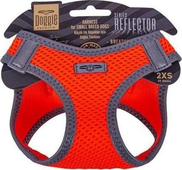 Doggie Havalı Dokuma Reflektör Küçük Irk Köpek Göğüs Tasması Xxsmall Turuncu 26-30 Cm - Image 1