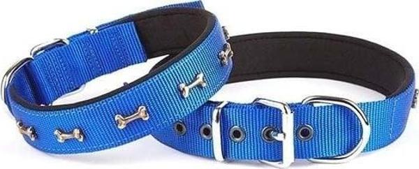 Doggie Comfort Dokuma Kemikli Köpek Boyun Tasması Large Mavi 3x47-55 Cm - Image 1