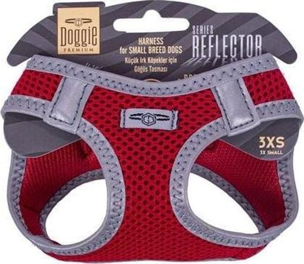 Doggie Havalı Dokuma Reflektör Küçük Irk Köpek Göğüs Tasması Xxxsmall Kırmızı 22-26 Cm - Image 1
