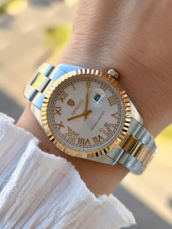 Raymond 2 Yıl Garantili Çelik Kasa Ve Kordon Kararma Renk Atma Yapmaz 5 Atm Kadın Kol Saati 611821.1 - Image 1