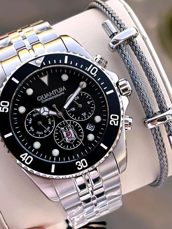 Quantum Beşiktaş Lisanslı İtalyan Tasarım Bileklik Hediyeli 10 Atm Taraftar Kol Saati EBJK1089.350 - Image 1