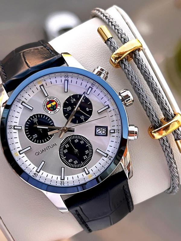 Quantum Fenerbahçe Lisanslı İtalyan Tasarım Bileklik Hediyeli 10 Atm Taraftar Kol Saati EFB1089.339 - Image 1