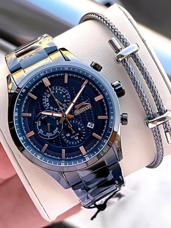 Slazenger İtalyan Tasarım Bileklik Hediyeli 2 Yıl Garantili 10 Atm Çelik Erkek Kol Saat ESL.N1936.3 - Image 1