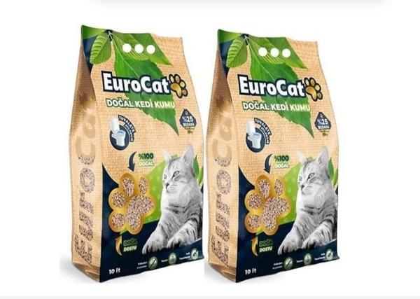 EuroCat Hızlı Topaklaşan Doğal Kedi Kumu 10 Lt 3.75 Kg 2 ADET - Image 1