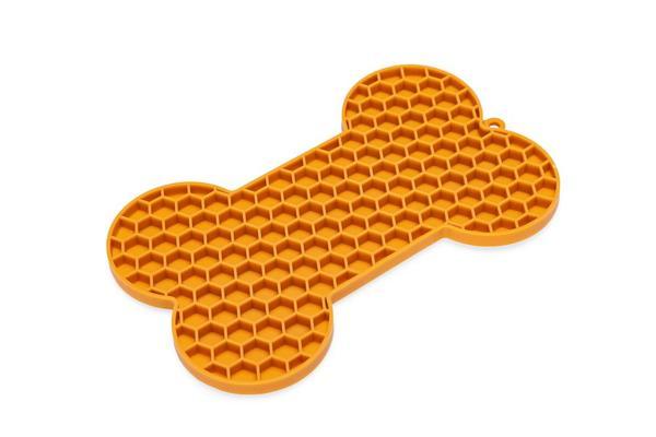 Beeztees Yavru Köpek Yaş Mama Yeme Oyuncağı, Kemik Şeklinde, Silikon, Turuncu, 18x11cm - Image 1