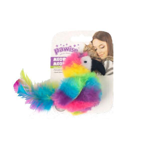 Pawise Örgü Kedi Oyuncağı Gökkuşağı Kuş - Image 1