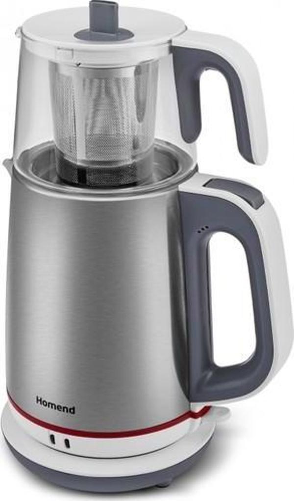 Homend Royaltea 1751H Cam Demlikli Inox Beyaz Çay Makinesi - Image 1