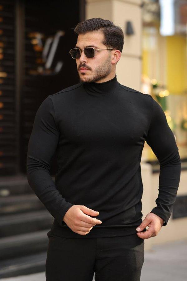 Erkek Balıkçı Yaka Modal Kumaş Esnek Kazak - Image 1