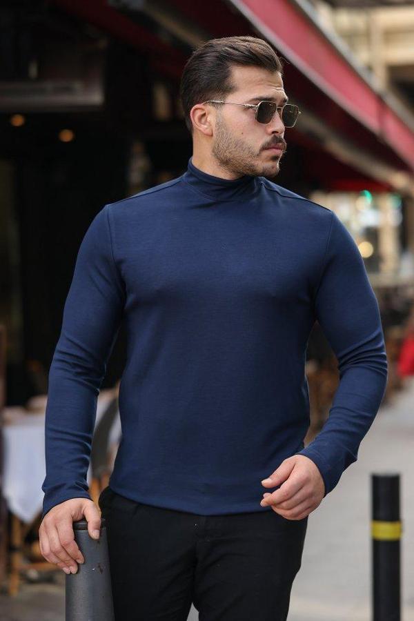 Erkek Balıkçı Yaka Modal Kumaş Esnek Kazak - Image 1