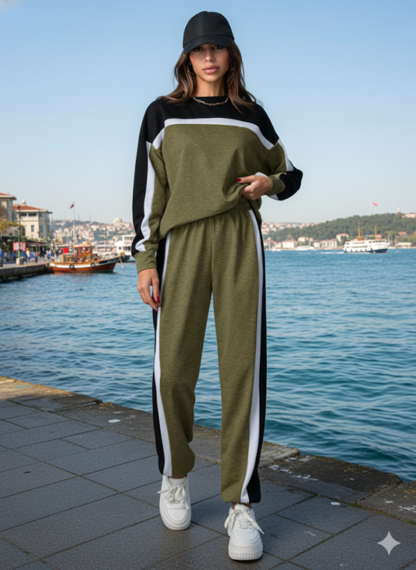 Kadın Uzun Kollu şerit Detay Eşofman Takım - Image 1