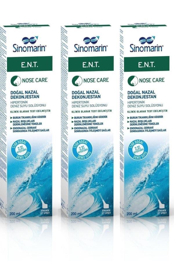 Sinomarin E.N.T. Deniz Suyu Burun Spreyi 200 ml 3 Adet - Image 1