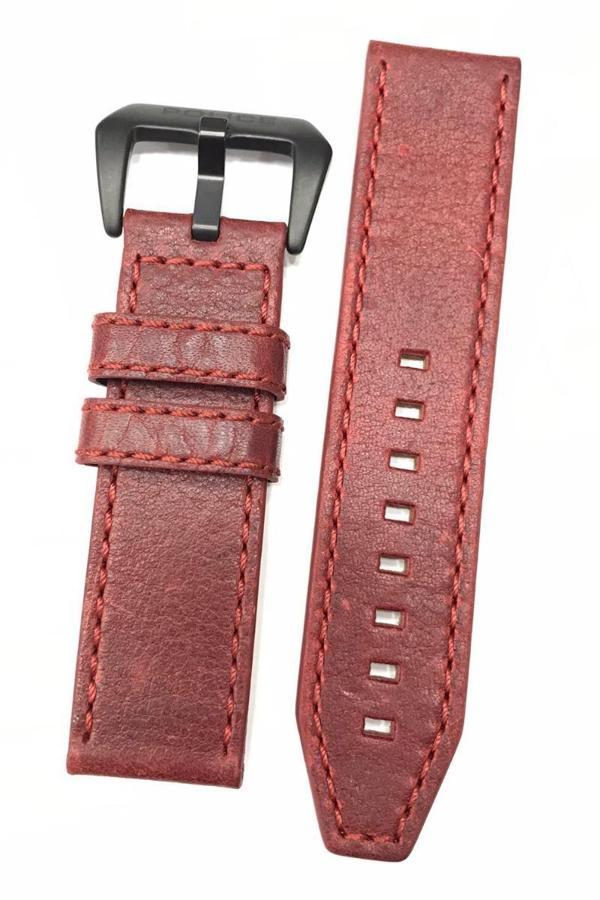 24 mm Kırmızı Police Orijinal Hakiki Deri Saat Kordonu - Image 1