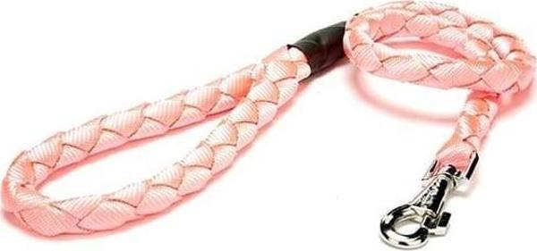 Doggie Örgülü Dokuma Köpek Gezdirme Tasması Medium Pembe 2.5x100 Cm - Image 1