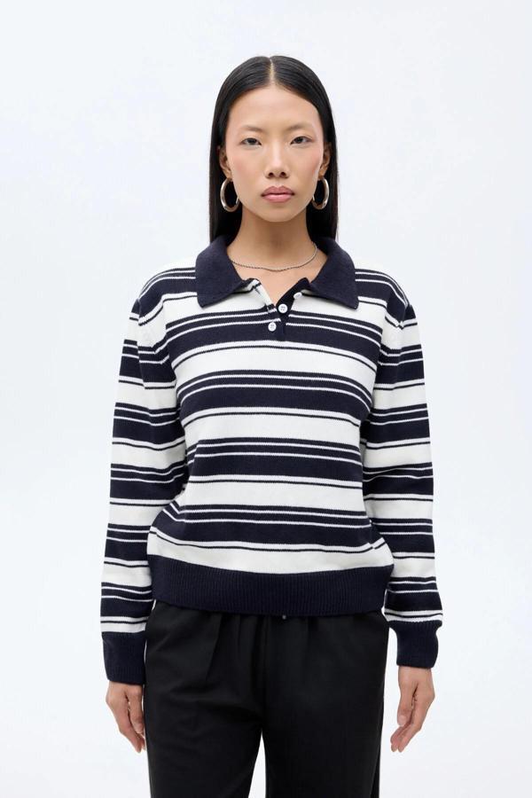 Quzu Çizgili Kadın Kazak - Image 1