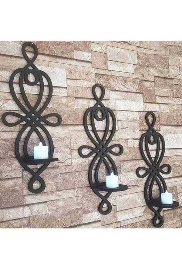 Shops 3 Lü Ahşap Mumluk, Dekoratif - Image 1