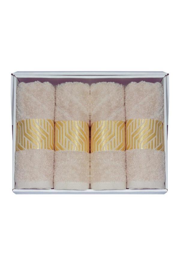 Vos Versa Bursa Varak Serisi 50x90cm %100 Pamuk 4lü Yüz Havlusu Vizon VVHM0021 - Image 1