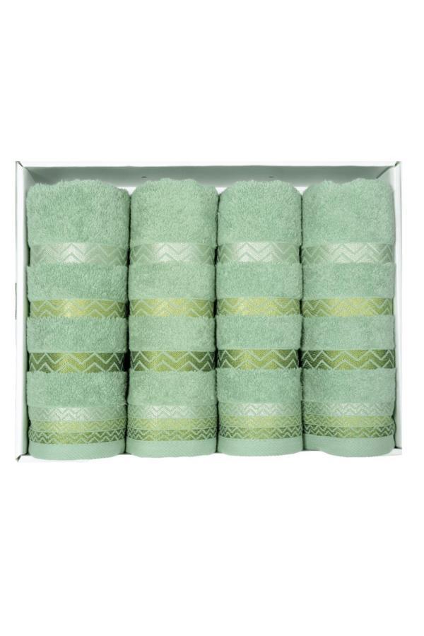 Vos Versa Bursa Varak Serisi 50x90cm %100 Pamuk 4lü Yüz Havlusu Yeşil VVHM0028 - Image 1