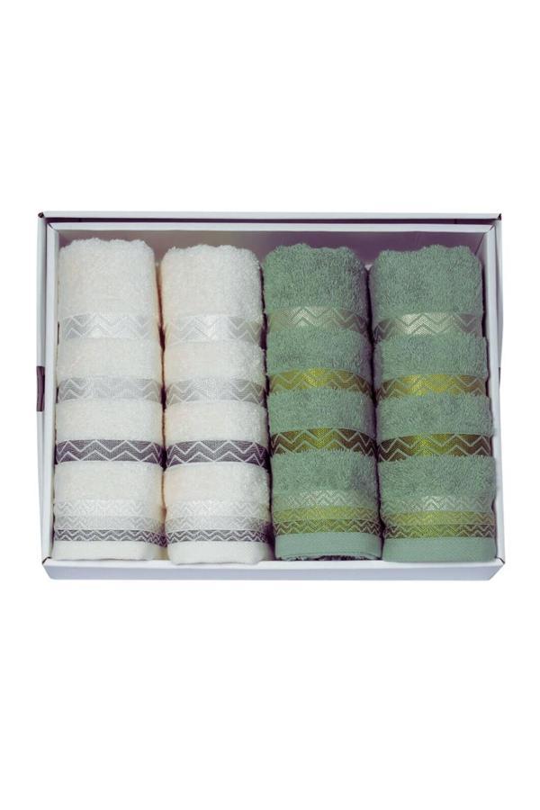 Vos Versa Bursa Varak Serisi 50x90cm %100 Pamuk 4lü Yüz Havlusu Karşık VVHM0030 - Image 1