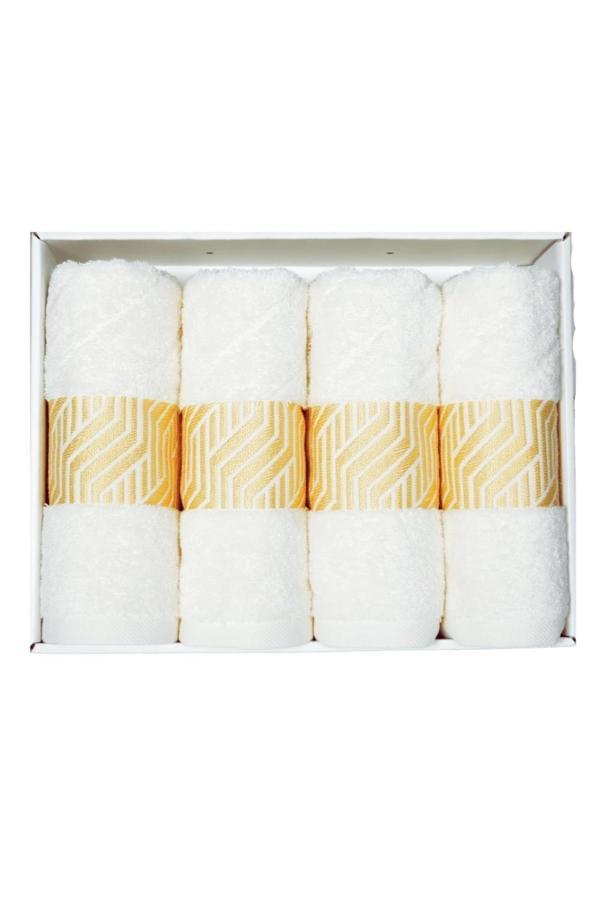 Vos Versa Bursa Varak Serisi 50x90cm %100 Pamuk 4lü Yüz Havlusu Beyaz VVHM0020 - Image 1